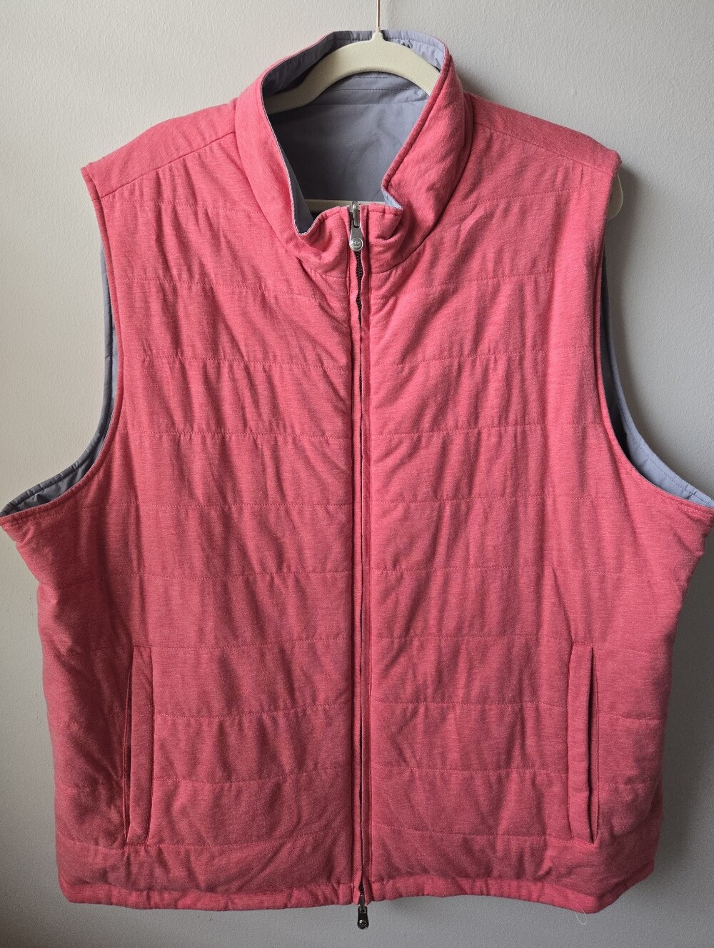 Peter Millar Reverseable Coral Pink & Gray Quilted Vest
